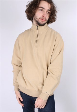 VINTAGE IZOD 1/4 ZIP SWEATSHIRT IN BEIGE
