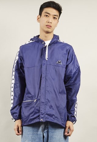 VINTAGE 80'S KAPPA TAPED PURPLE SHELL SPORTS JACKET