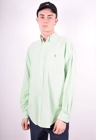 RALPH LAUREN MENS VINTAGE SHIRT LARGE GREEN 90'S