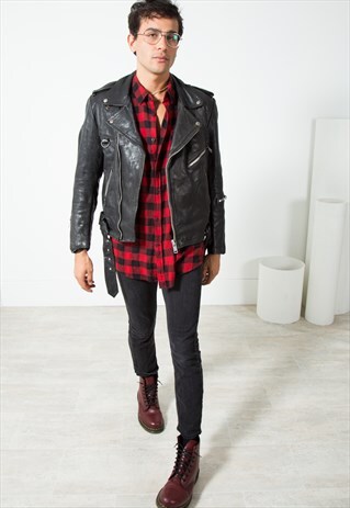 VINTAGE BIKER LEATHER JACKET / S16
