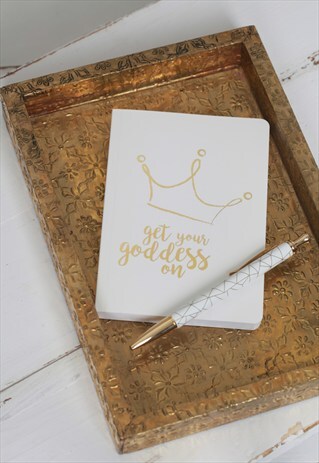 GET YOUR GODDESS ON A6 NOTEBOOK IN WHITE WITH GOLD CROWN