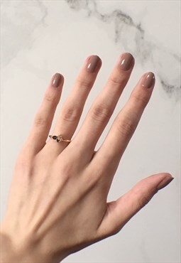 Saff (Mini): Dainty Gold Sapphire Cluster Ring