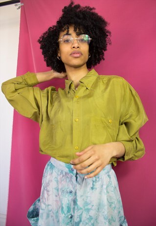 MUSTARD SILK BUTTON-UP SHIRT