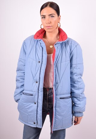 WOMENS VINTAGE PADDED JACKET LARGE BLUE 90'S