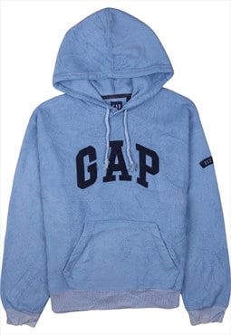 Vintage 90's Gap Fleece Jumper Hooded Spellout Blue XSmall