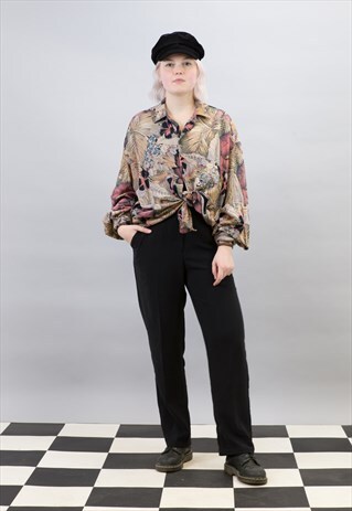 VINTAGE ABSTRACT PRINT VISCOSE BLOUSE