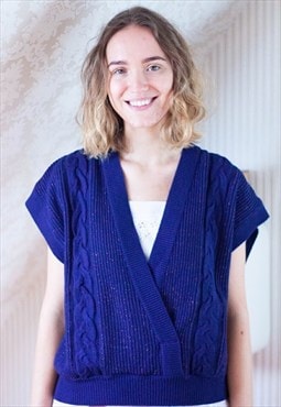 Dark blue knitted waistcoat jumper