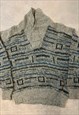 VINTAGE KNITTED JUMPER ABSTRACT PATTERNED CHUNKY SWEATER