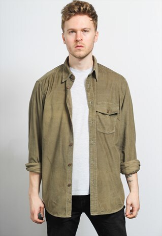 VINTAGE CORDUROY CORD SHIRT BROWN
