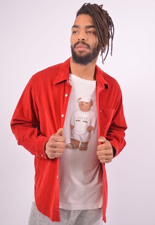 VINTAGE POLO JEANS RALPH LAUREN CORDUROY SHIRT RED