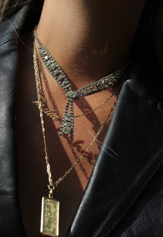 VINTAGE MID CENTURY DIAMANTE RHINESTONE COCKTAIL NECKLACE