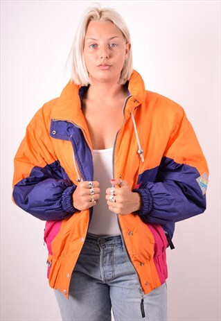 GIGI RIZZI WOMENS VINTAGE PADDED JACKET XL ORANGE 90S