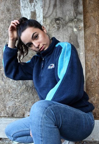 90S'S BLUE WAVEY 1/4 ZIP FLEECE