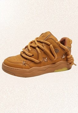 Skater sneakers chunky sole trainers going out shoes brown