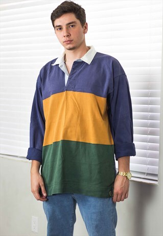 VINTAGE TOMMY HILFIGER SHIRT RUGBY LOGO 90S XL 20.7