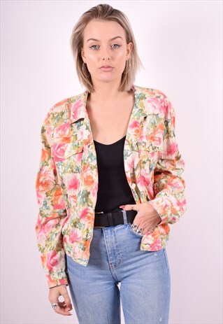 WOMENS VINTAGE JACKET LARGE MULTI FLORAL 90'S