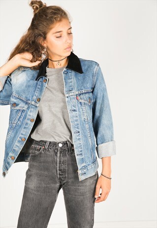 VINTAGE 80S CONTRAST COLLAR LEVIS JACKET / R321