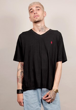 VINTAGE RALPH LAUREN LOGO 90'S BLACK T-SHIRT
