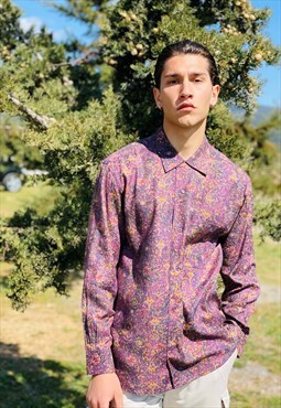 Vintage 80's Multicolor Detailed Printed Floral Shirt RARE