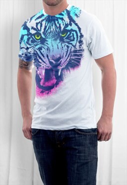Color Fury Men's Colorful Iridescent Tiger T-shirt