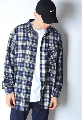 VINTAGE 90S BLUE CHECK LONG SLEEVE SHIRT