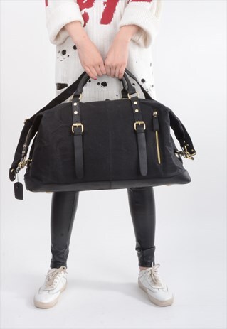 WAXED CANVAS AND LEATHER TRAVEL BAG