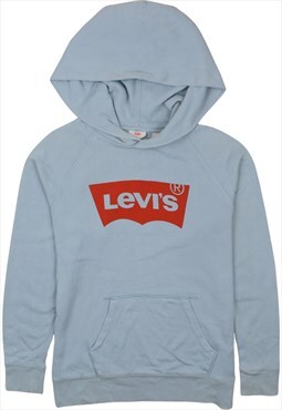 Vintage 90's Levi's Hoodie Spellout Pullover Blue Small