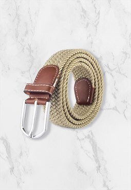 Woven Elasticated Belt - Cream