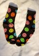 NEON RAINBOW ALL OVER SMILEY FACE PRINT SOCKS