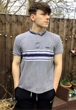 Neutral greys and navy 80s to 90s casual polo shirt