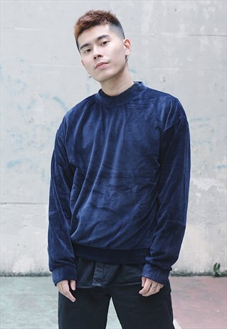 VELVET SWEATSHIRT - DARK BLUE