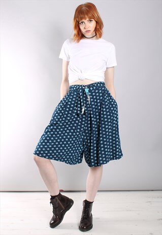 VINTAGE 80S ABSTRACT PRINT PATTERNED CULOTTE SHORTS