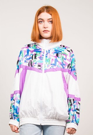VINTAGE 90'S PATTERNED SHELL TRACKSUIT JACKET TOP