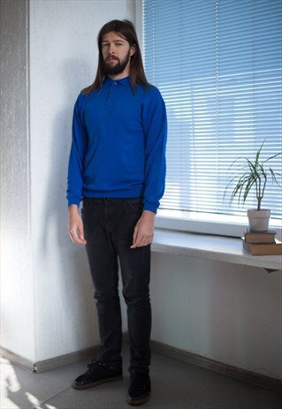 VINTAGE 90'S BRIGHT BLUE JUMPER