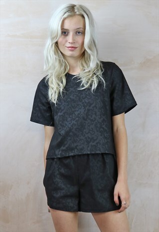 BLACK DAMASK SHORTS & TOP CO-ORD