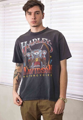 VINTAGE HARLEY-DAVIDSON T-SHIRT LOGO 90S L 7.6