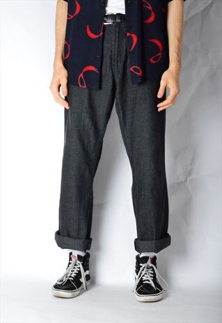 VINTAGE 90S GREY STRIPED GRUNGE PANTS