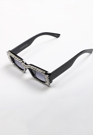 Diamond diva diamante embellished sunglasses - black