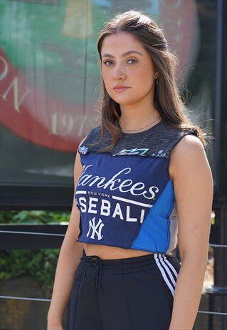 REWORKED VINTAGE PATCHWORK COLOURBLOCK MLB VEST WOMENS