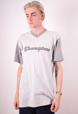 CHAMPION MENS VINTAGE T-SHIRT TOP XL GREY 90S