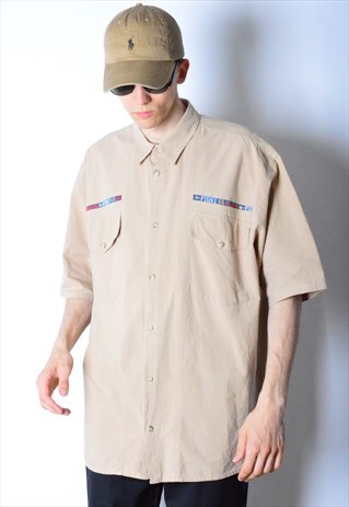 VINTAGE 90S BEIGE SHORT SLEEVE SHIRT