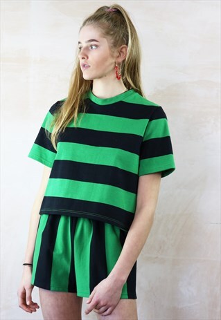 EMERALD N BLACK STRIPED SHORTS CO-ORD