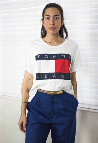 VINTAGE TOMMY HILFIGER T-SHIRT LOGO 90S L 3.7