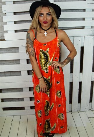 FUNKY BOHO TURTLE PRINT MAXI BEACH DRESS