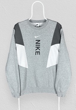 Nike Grey Sweatshirt Centre Swoosh Spell Out Mens Medium