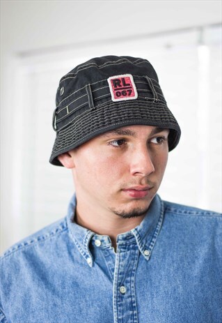 VINTAGE POLO RALPH LAUREN BUCKET HAT LOGO 90S X 3.5