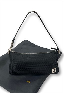 Fendi bag black FF zucca print pouchette handbag purse