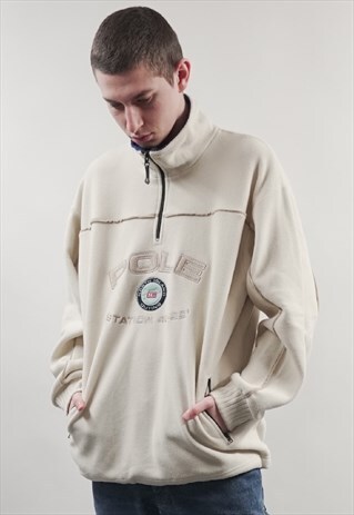 VINTAGE 90'S NORTH ISLAND OUTTING CREAM ZIP-UP SWEATSHIRT