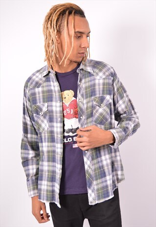 VINTAGE WRANGLER FLANNEL SHIRT CHECK MULTI
