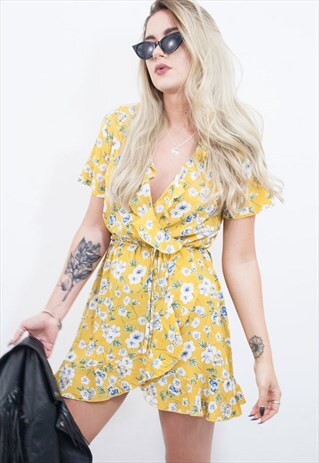 GYPSY'S KISS YELLOW WRAP DRESS